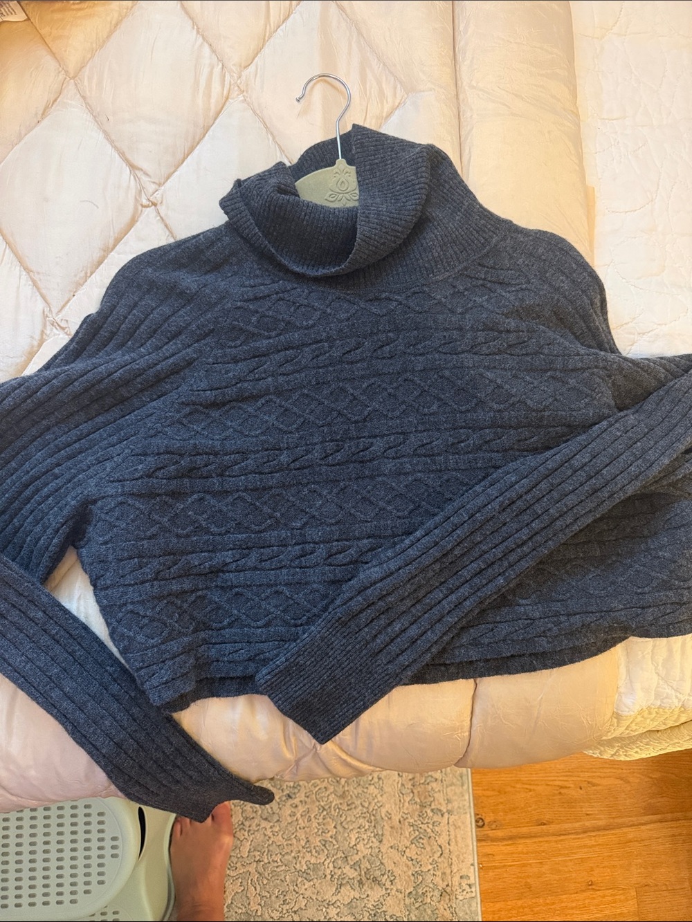 AllSaints Black Cropped Cable Knit Turtleneck Sweater - Picture 6 of 8